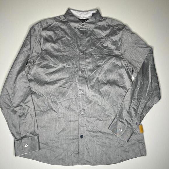 Land Rover Button Down Shirt Men’s M Gray Long Sleeve 100% Cotton Logo Embroider - Picture 1 of 14